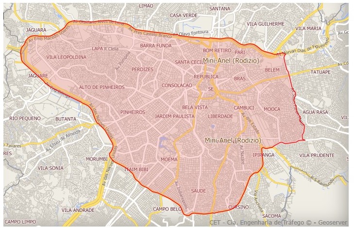 Área de delimitação do rodízio SP